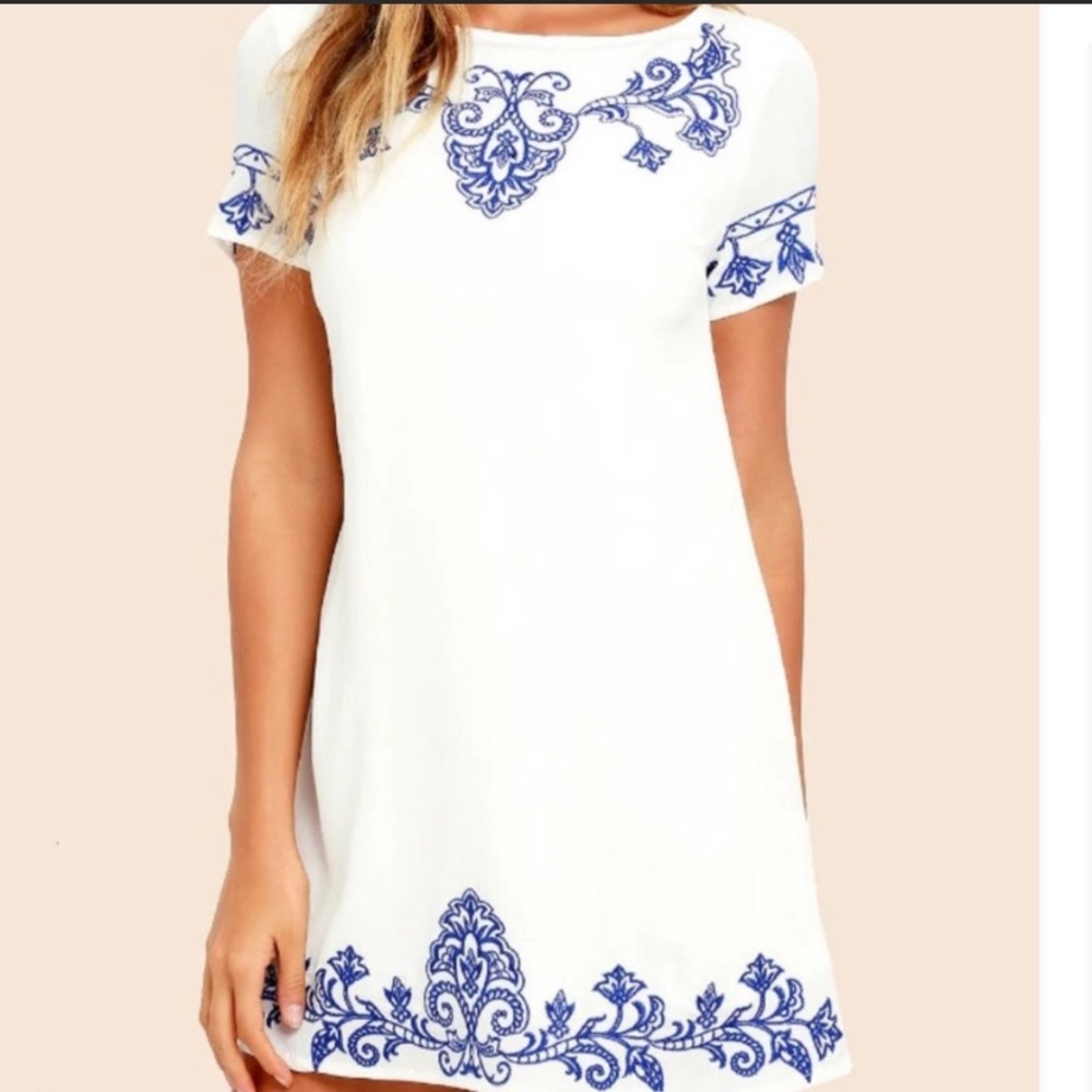 Lulu’s White Dress Blue Embroidery Tale to Tell